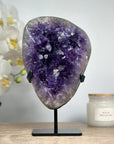 Natural Amethyst Cluster Specimen, Handmade Stand Included - MWS1596