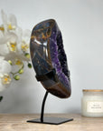 A grade Deep Purple Natural Amethyst Geode with agate Shell - MWS1601