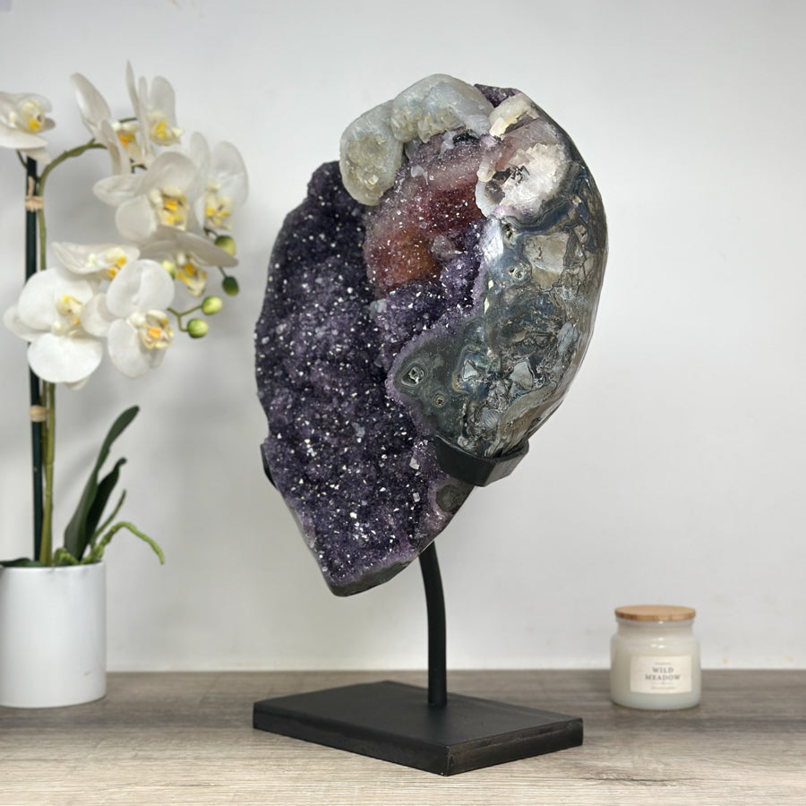 Large Amethyst Specimen with Beautiful Calcite &amp; Hematite Formation - MWS1629