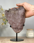 Pink Tone Amethyst Specimen with Sugar Druzy Quartz Crystals on Top - MWS1374