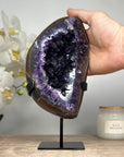 A grade Deep Purple Natural Amethyst Geode with agate Shell - MWS1601