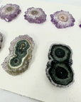 Unique Amethyst & Green Jasper Stalactite Slices Set - Natural Crystal for Handmade Jewelry - STS0030