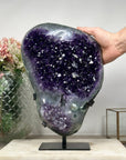 Large Deep Purple Amethyst Stone Geode with Calcite Formations - AWS0484