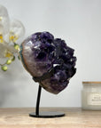 A+ Grade Natural Amethyst Heart Carving with Metal Stand - HST0225