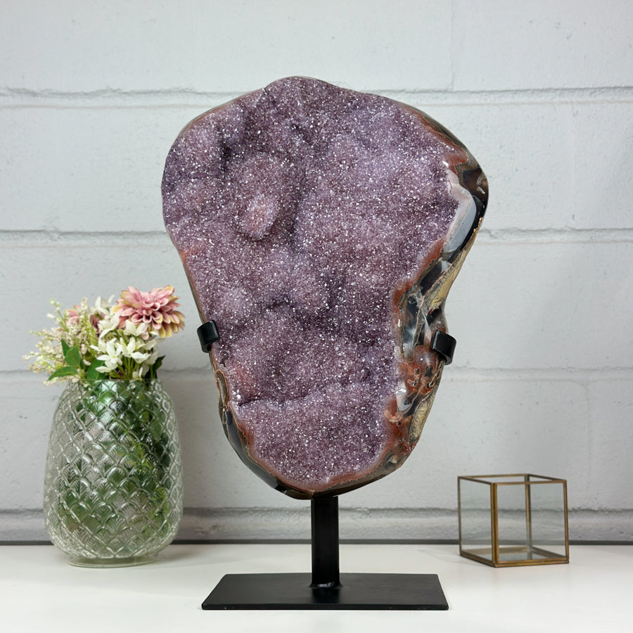 XXL Natura Lavander Amethyst Cluster with Stunning Agate Shell - AWS1444