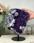 Outstanding Natural Amethyst Crystal Geode - Solid Metallic Stand Included - MWS0900