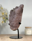 Pink Tone Amethyst Specimen with Sugar Druzy Quartz Crystals on Top - MWS1374