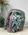 Natural Green Jasper & Amethyst Geode with huge Calcite Formation - CBP1070