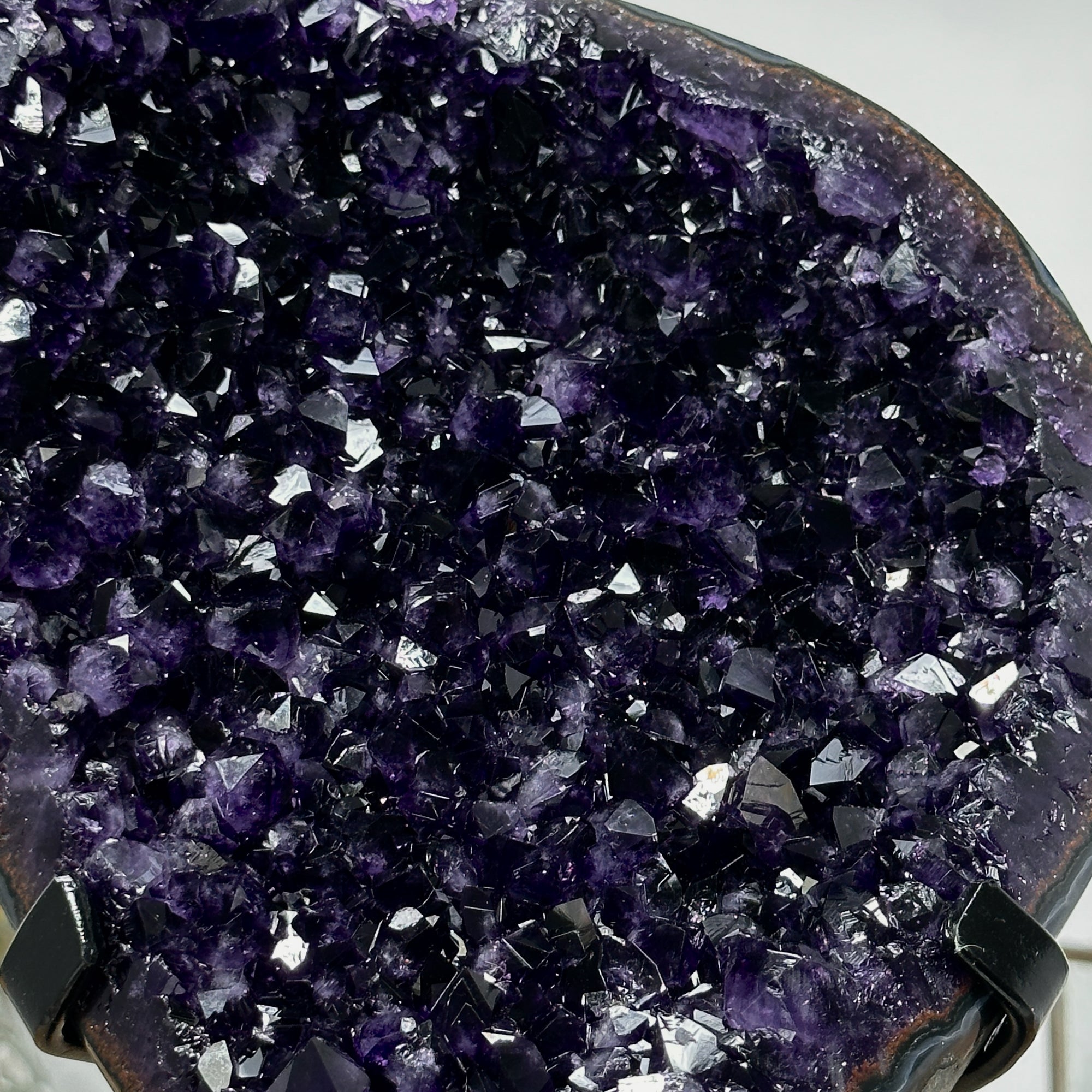 Stunning Amethyst Geode with Blue banded Agate Shell, Great for Spiritual Growth and Balance - MWS0957