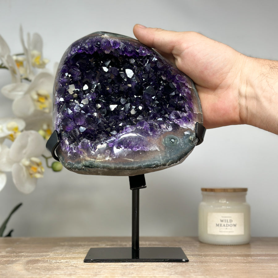 Deep Purple Natural Amethyst Geode, Stand Included - MWS1732