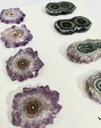 Unique Amethyst & Green Jasper Stalactite Slices Set - Natural Crystal for Handmade Jewelry - STS0030