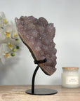 Pink Tone Amethyst Specimen with Sugar Druzy Quartz Crystals on Top - MWS1374