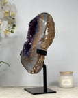 Stunning Natural Amethyst & Quartz Geode, Metallic Stand Included - MWS1530