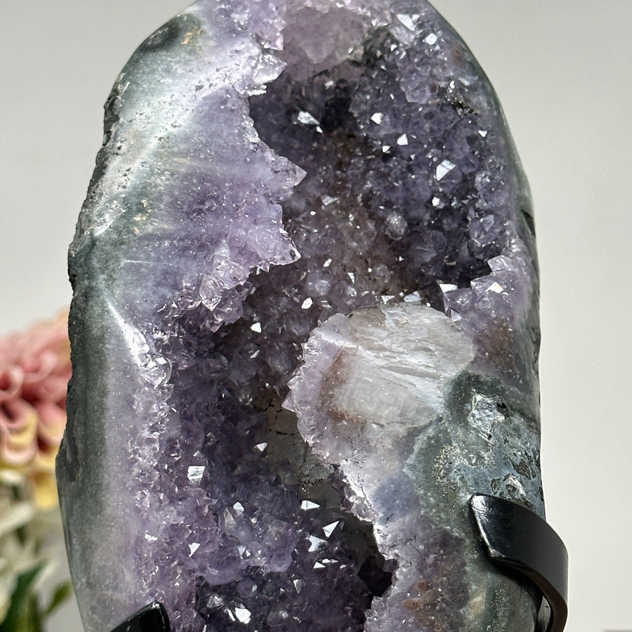 Beautiful Amethyst Geode with Unique Calcite Crystal Formation - MWS1056