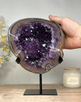 Beautiful Uruguayan Amethyst Geode with Blue Banded Agate Shell - MWS1662