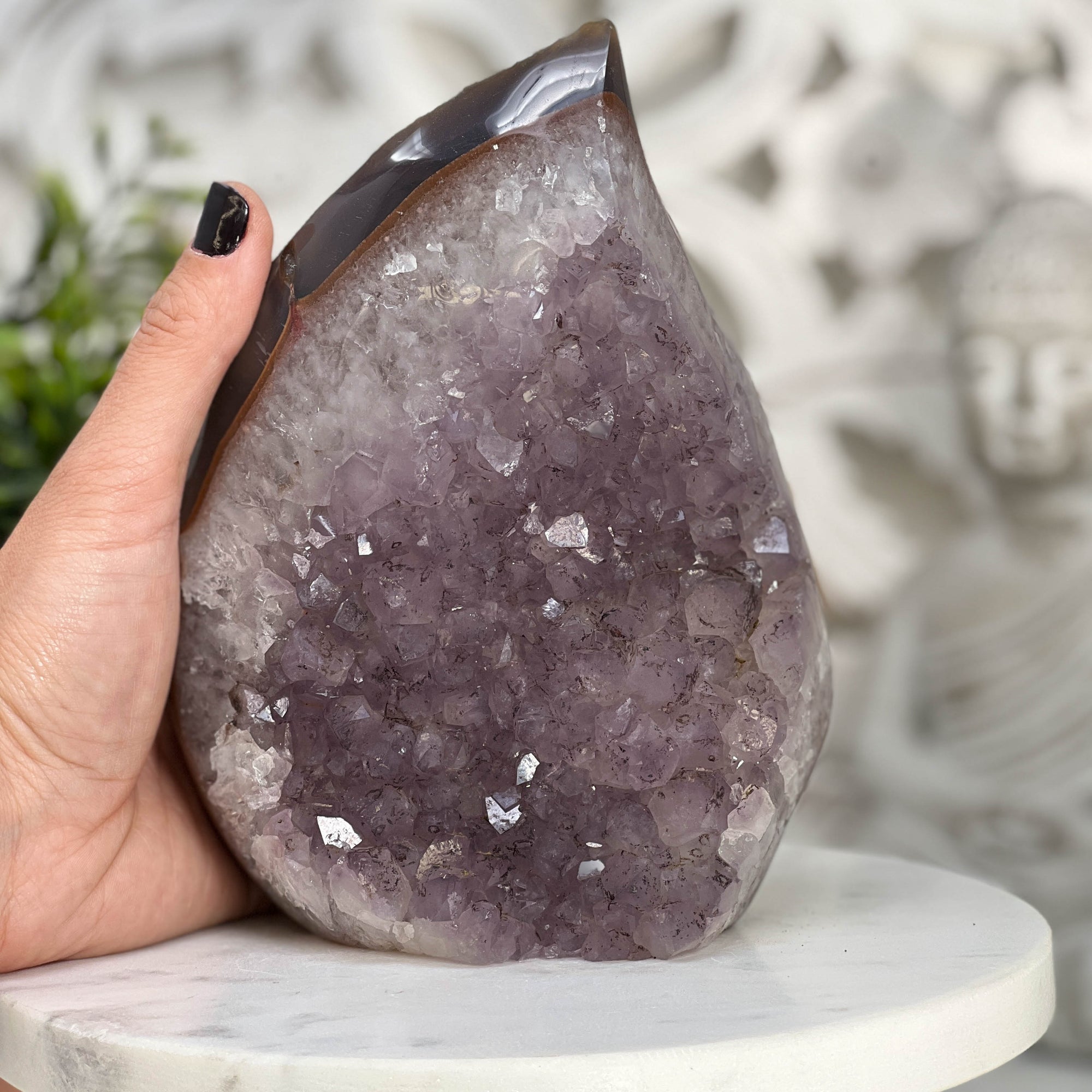 Beautiful Uruguayan Amethyst Flame Crystal Carving - FST0085