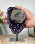 Outstanding Natural Amethyst Cluster with Huge Calcite Crystal, Great Addition to Your Crystal Collection - MWS0952