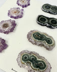 Unique Amethyst & Green Jasper Stalactite Slices Set - Natural Crystal for Handmade Jewelry - STS0030