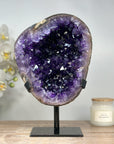 A Grade Natural Amethyst Geode, Metalic Stand Included - MWS1661