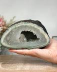 Natural Quartz & Green Jasper Stone Geode: A Tranquil Addition for Harmony and Decor - AMGE0171