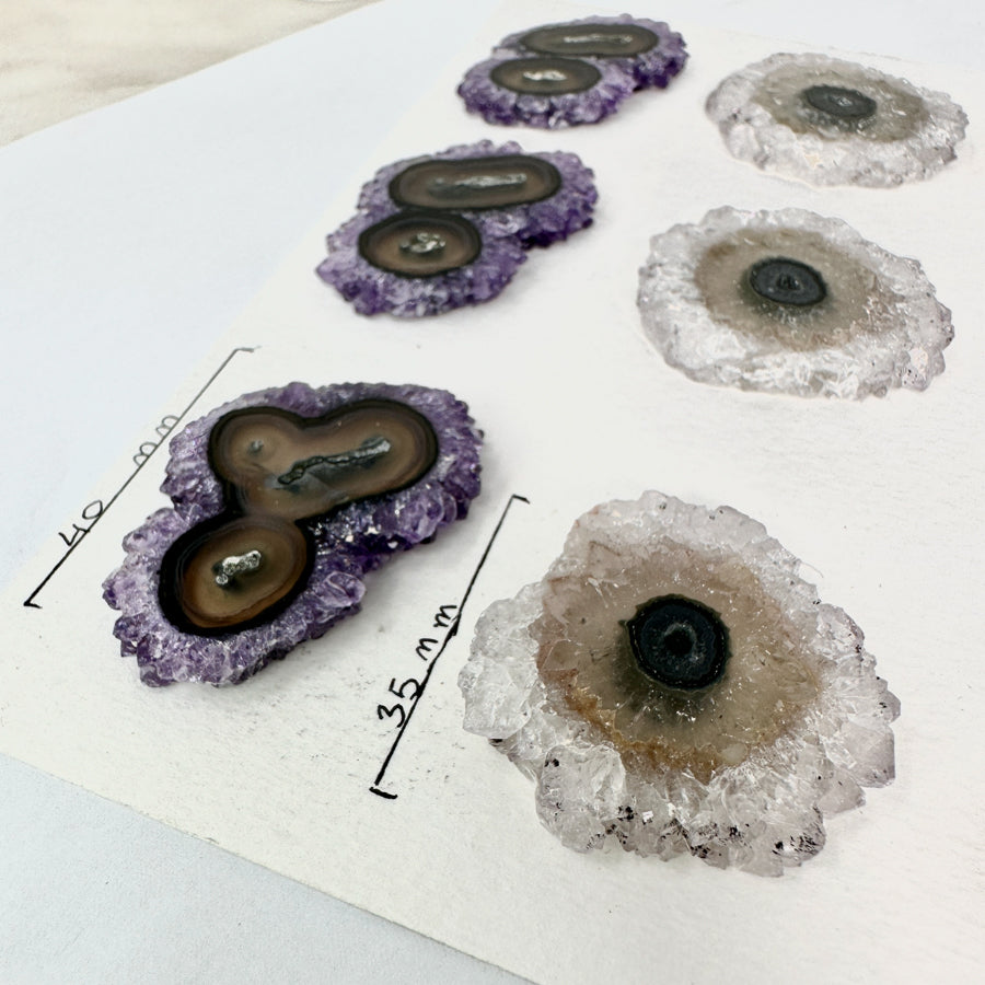 Unique Amethyst, Quartz &amp; Agate Stalactite Slices Set - Natural Crystal for Handmade Jewelry - STS0011