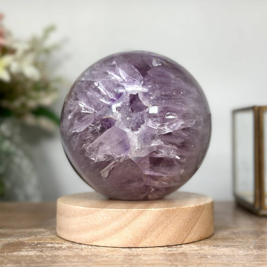 High-Quality Natural Amethyst Sphere – Perfect for Meditation and Home Styling