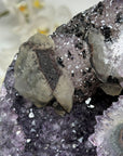 Unique Natural Amethyst Cluster with Calcite & Black Hematite Formation - MWS1653