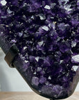 Natural Amethyst Specimen, Deep Purple Crystals, Metallic Stand Included - MWS0943