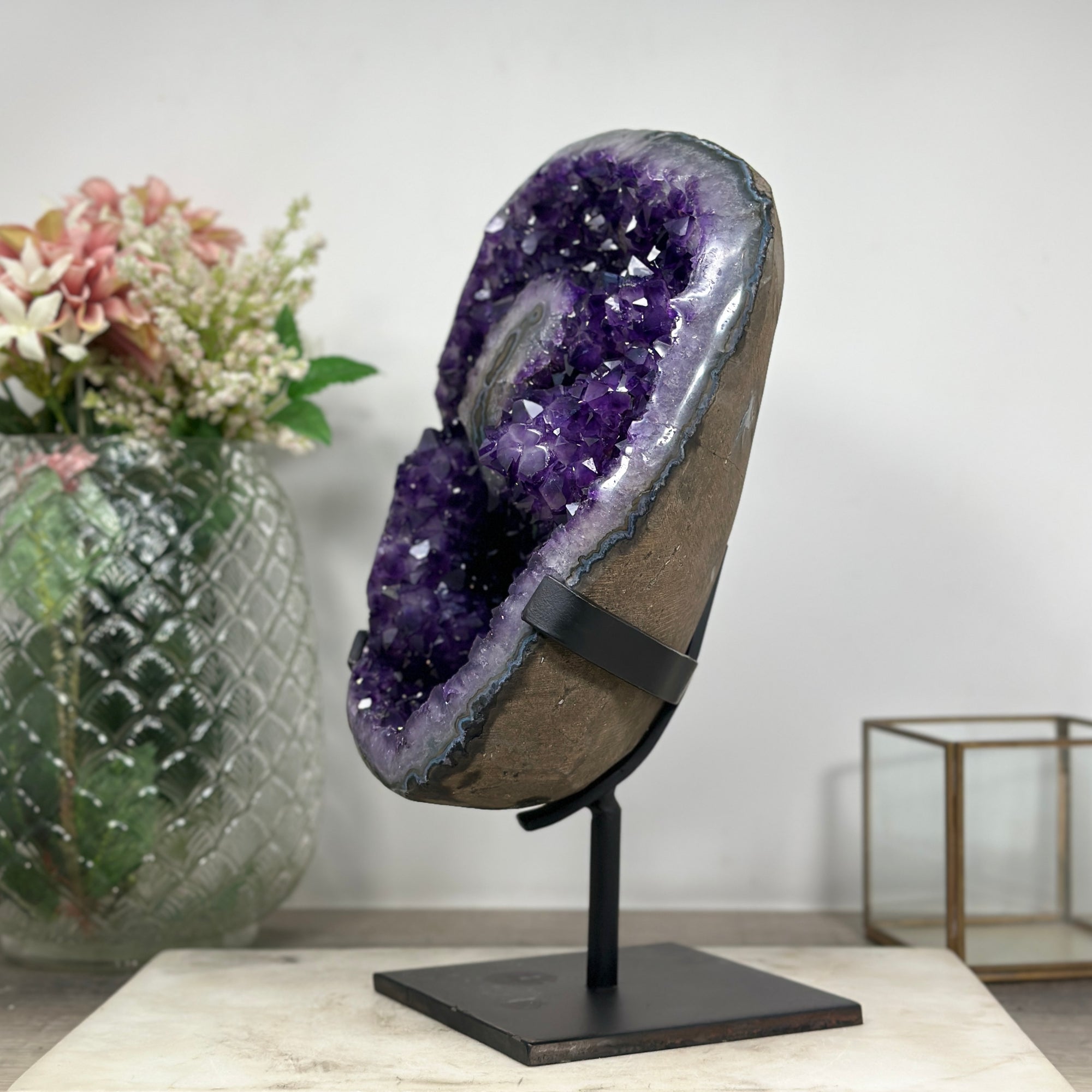 Natural Amethyst Stone Geode with Stalactite Eye Formation - AWS1254