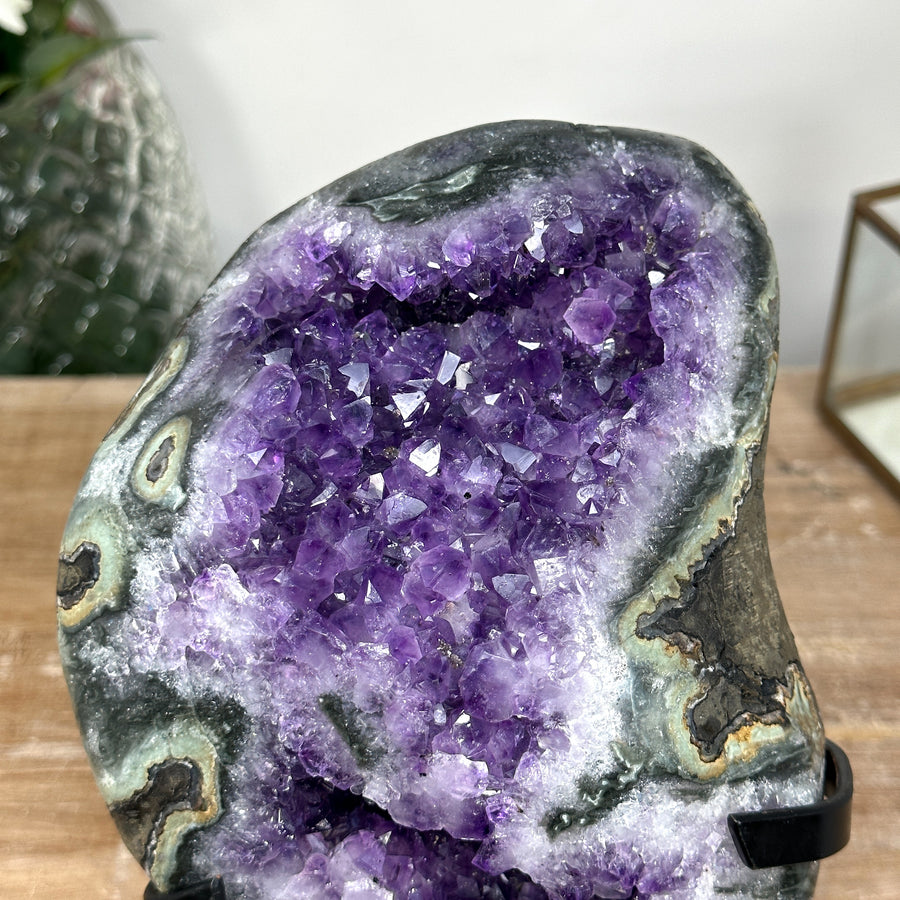 Natural Amethyst Geode with Green Jasper Shell - AWS1074