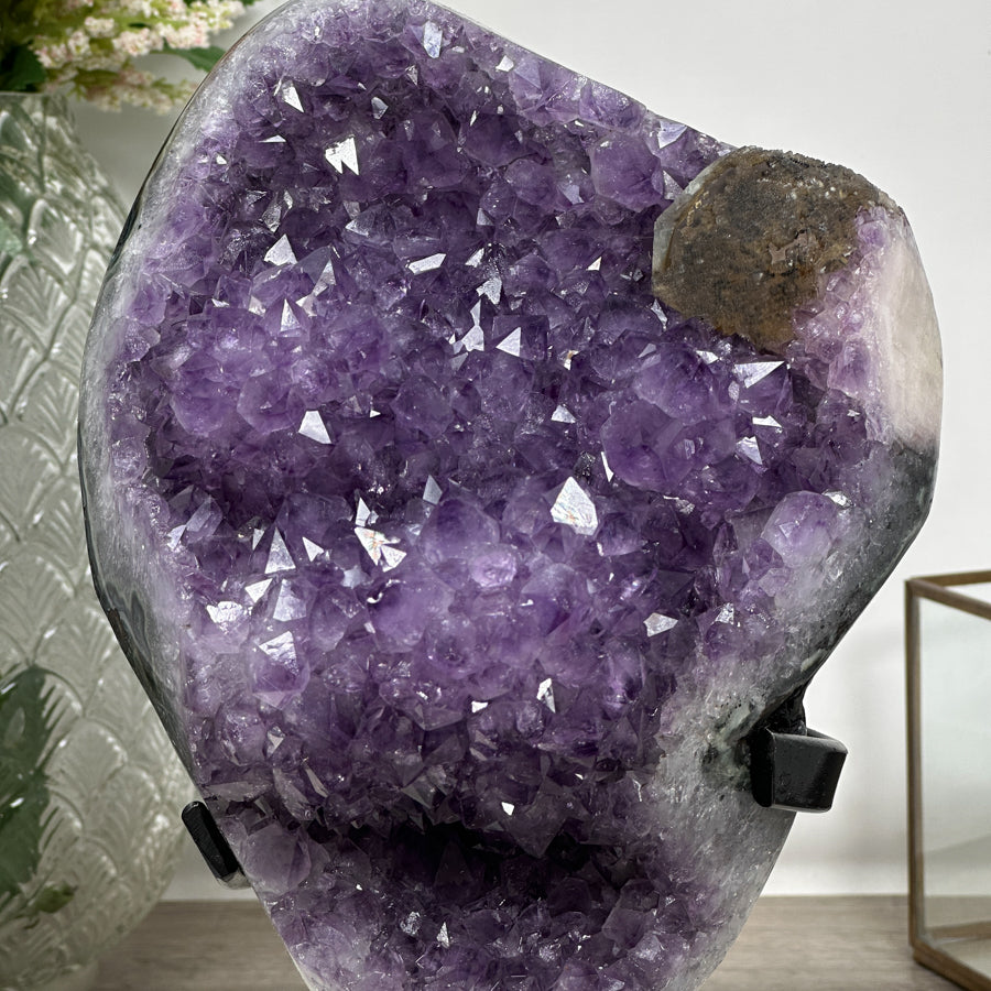 Natural Amethyst Stone Crystal with Calcite Formation - Unique Decorative Piece - MWS0895