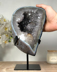 Large Natural Quartz Geode with Blue Banded Agate Shell - MWS1351