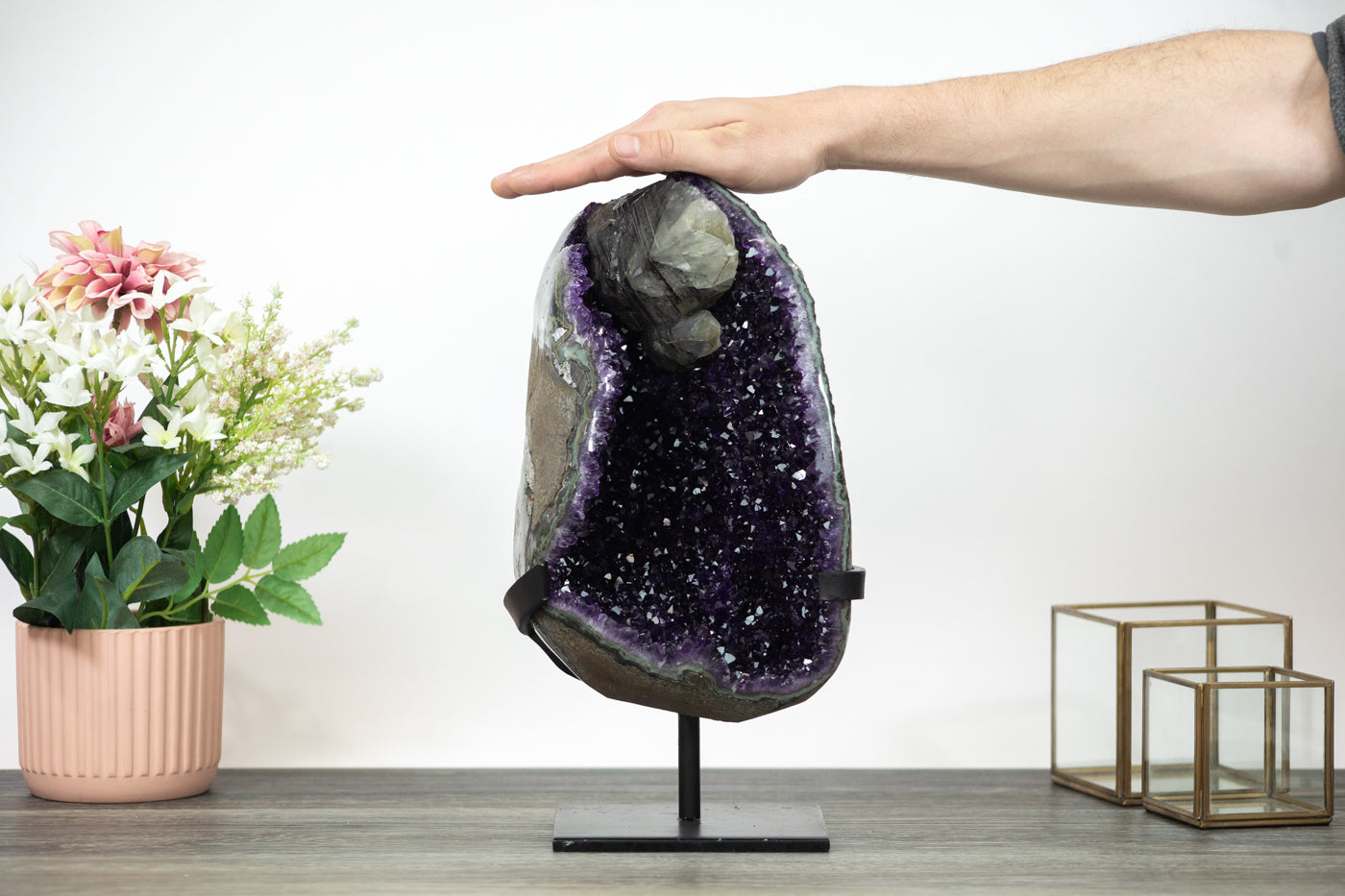 Uruguayan Amethyst Large Geode with Unique Calcite Inclusion - MWS0366