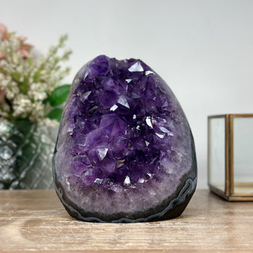 Unique Natural Amethyst Cathedral with Banded Agate Shell - CBP0700