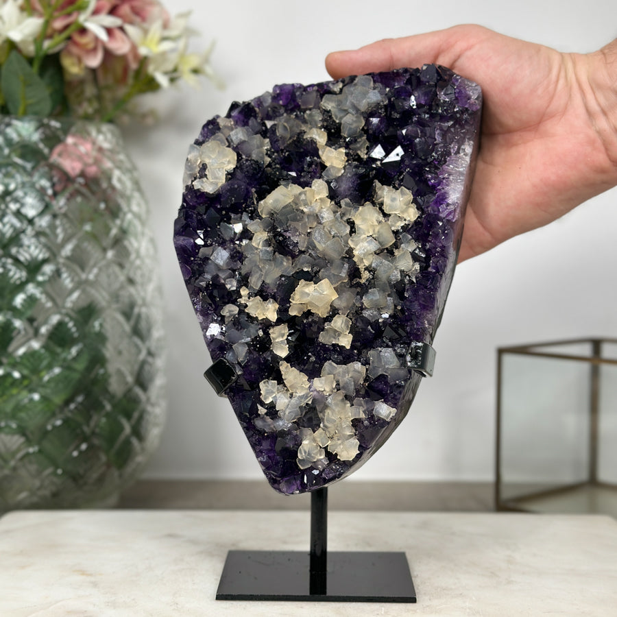 Premium A Grade Amethyst Cluster with Square Calcite Formations - MWS0908