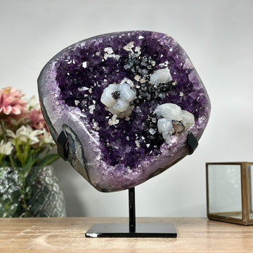 Large Amethystm Calcite & Black Hematite Geode - MWS1015