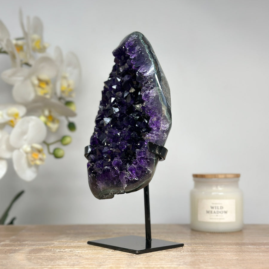 Premium Quality Amethyst Geode, Metallic Stand Included - MWS1722