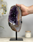 Stunning Natural Amethyst & Quartz Geode, Metallic Stand Included - MWS1530