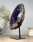 Natural Uruguayan Amethyst Geode with Handmade Metallic Stand - MWS1657