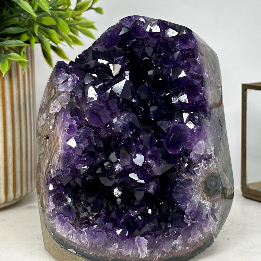 Natural Amethyst Cathedral with Beautiful Agate Shell - CBP1007