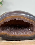 Polished Agate Stone & Amethyst Geode: Serene Addition for Yoga Spaces and Meditation - AMGE0163