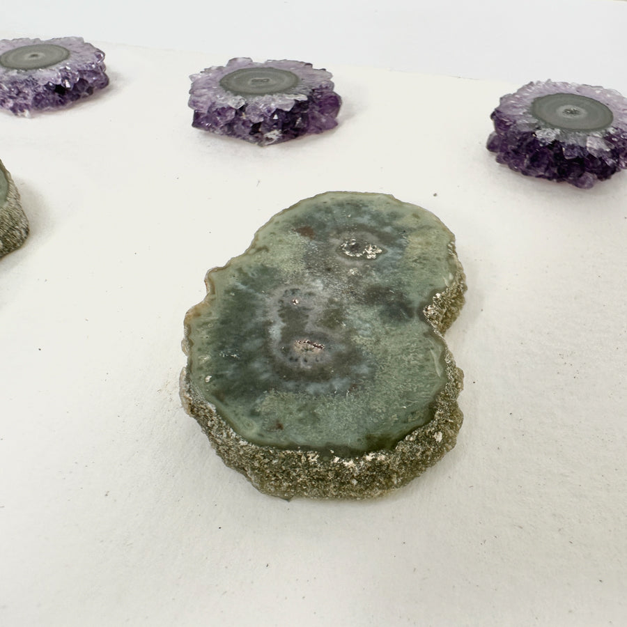 Unique Amethyst, Quartz &amp; Green Jasper Stalactite Slices Set - Natural Crystal for Handmade Jewelry - STS0015