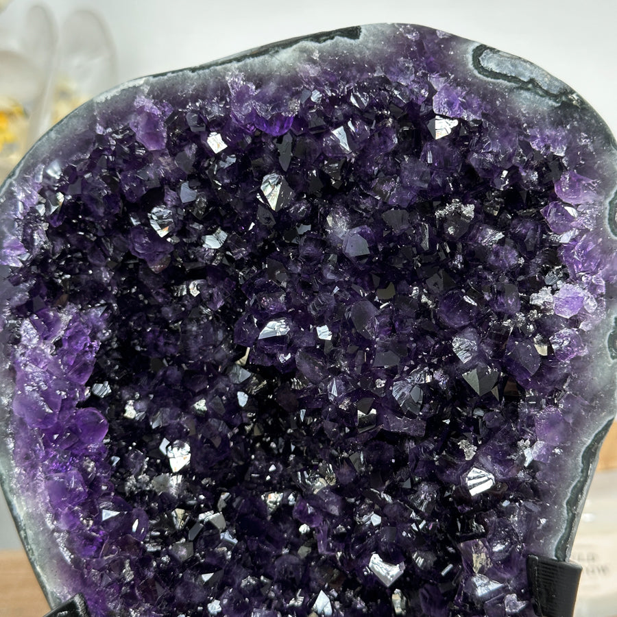 Top Grade Natural Amethyst Geode, Metallic Stand included - MWS1728