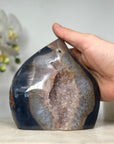 Natural Agate & Quartz Druzy Flame Carving - FST0131