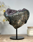 Natural Amethyst Geode, Metallic Stand Included - MWS1396