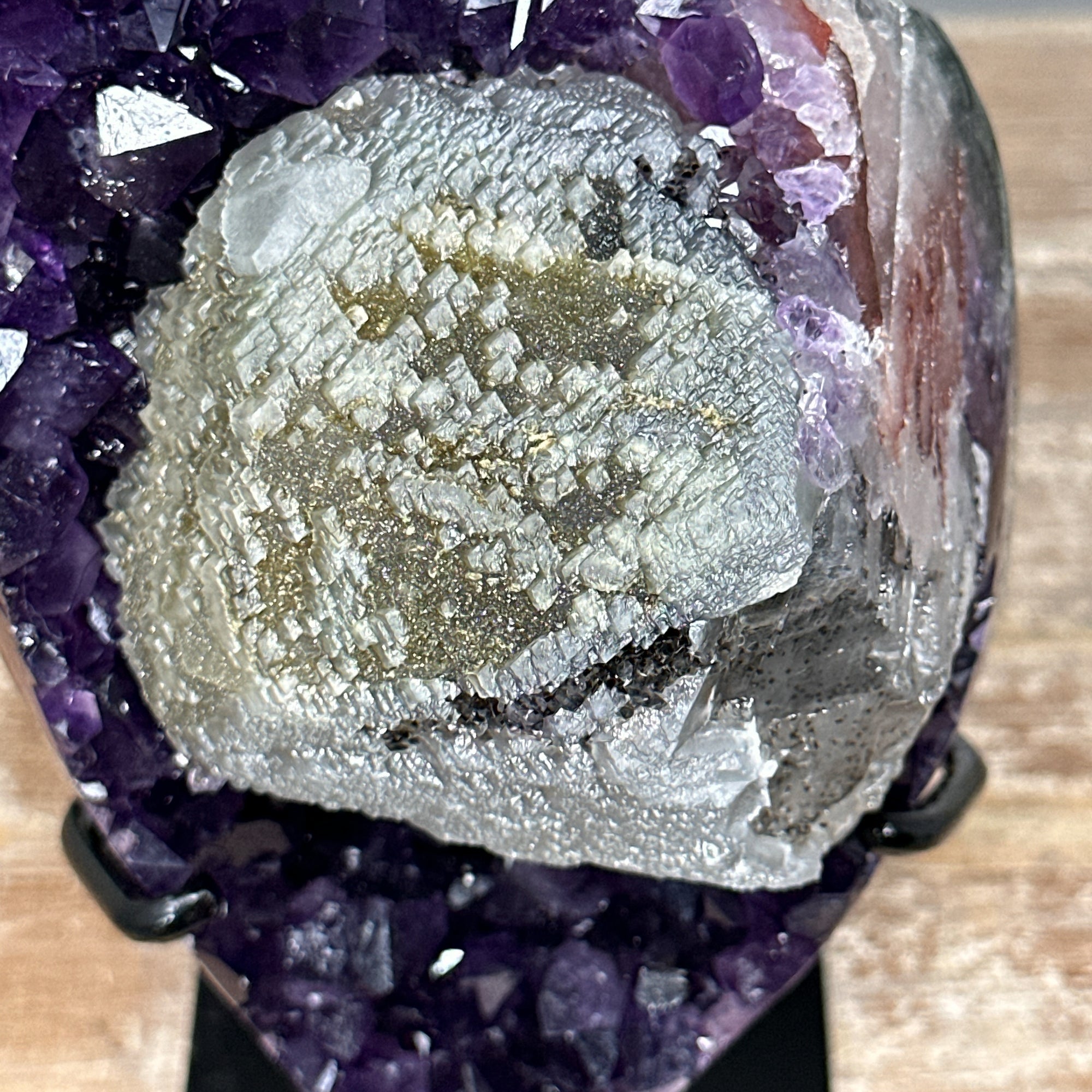 Outstanding Natural Amethyst Cluster with Huge Calcite Crystal, Great Addition to Your Crystal Collection - MWS0952