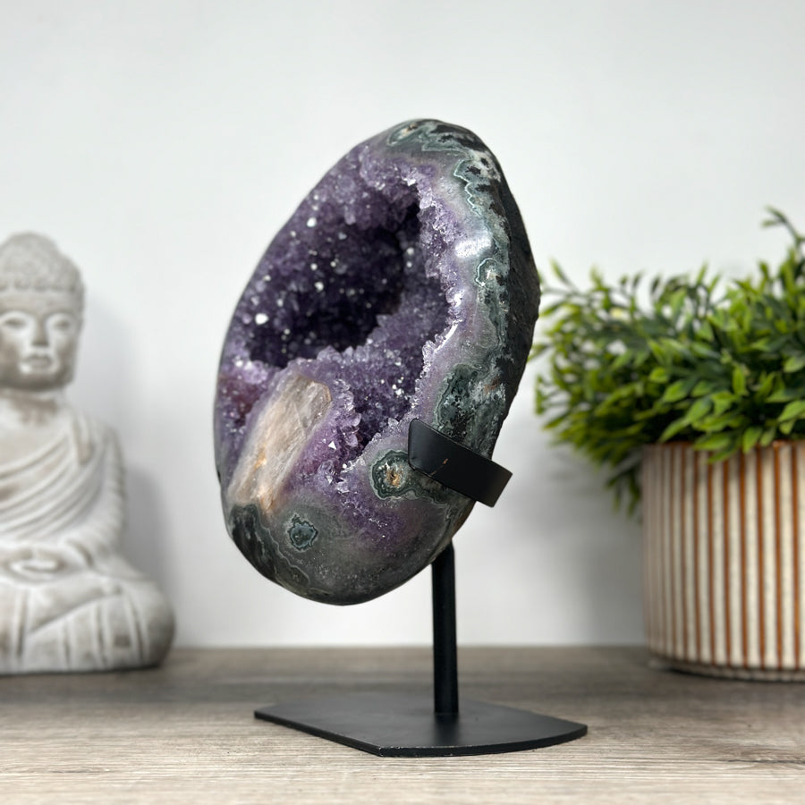 Natural Amethyst Geode with Green Jasper Shell - MWS0085