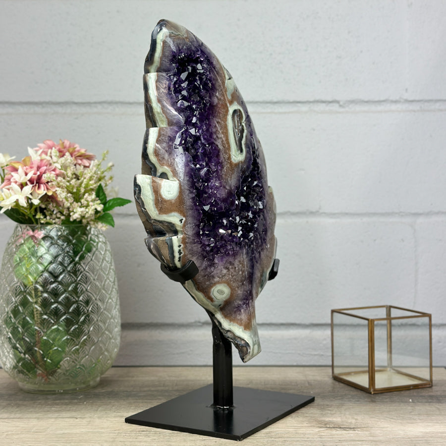 Unique Beautiful Amethyst &amp; Green Jasper Stone Leaf - AWS0882