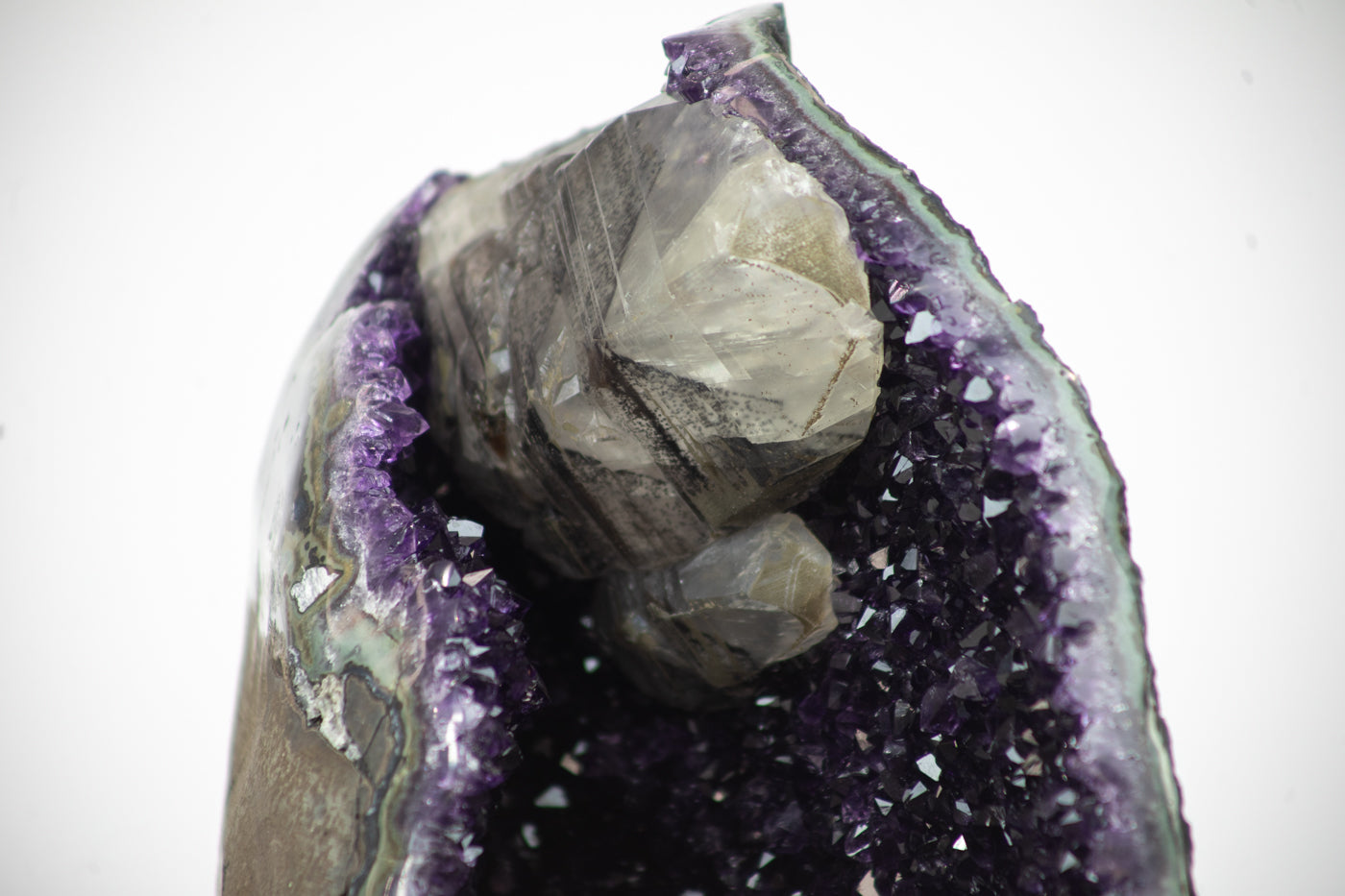 Uruguayan Amethyst Large Geode with Unique Calcite Inclusion - MWS0366