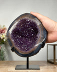 Beautiful Agate & Amethyst Stone Cave, Metallic Stand Included - MWS0932